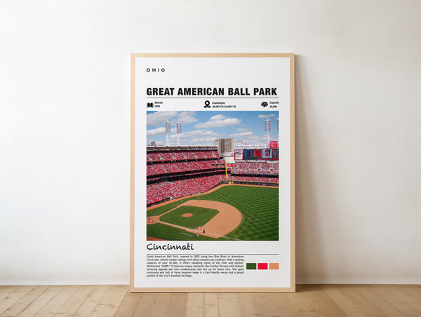 American Ball Park Print Cincinnati Stadium Art, Riverfront View (Digital Download)