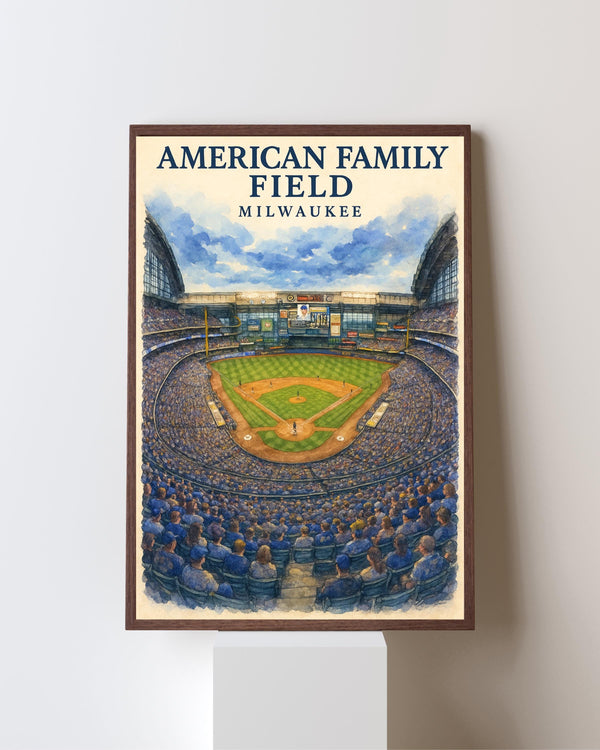 American Family Field Watercolor Poster – Milwaukee Baseball Stadium Art Print 4405940921