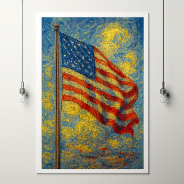 American Flag Poster print artwork, Patriotic Americana Flag Wall Art  HeartlandsPrints Instant ART