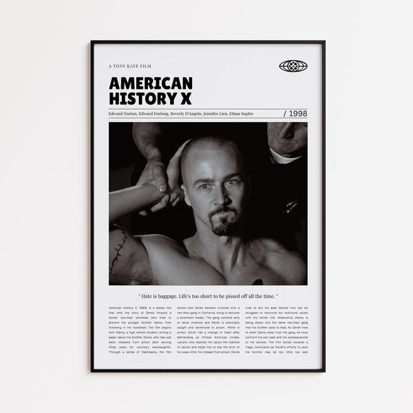 American History X, Tony Kaye, Retro Movie Poster, Custom Movie Poster 4421168328