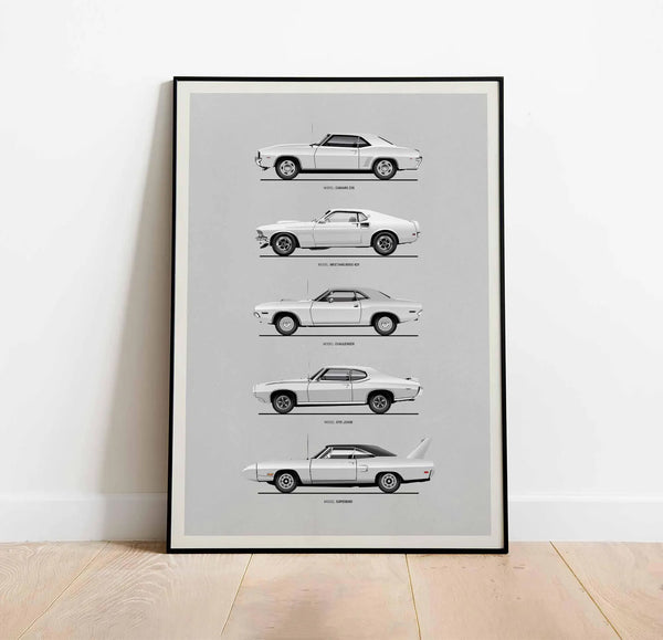 American Muscle Cars Poster, Muscle Cars Print. Iconic Cars. The Excellent Home Decor, Gift for Him, Car Enthusiast, Man Cave