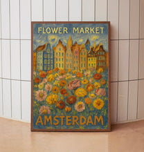 Amsterdam Flower Market Poster, Amsterdam Travel Art, Botanical Wall Art, Holland Travel Art