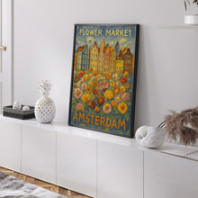 Amsterdam Flower Market Poster, Amsterdam Travel Art, Botanical Wall Art, Holland Travel Art