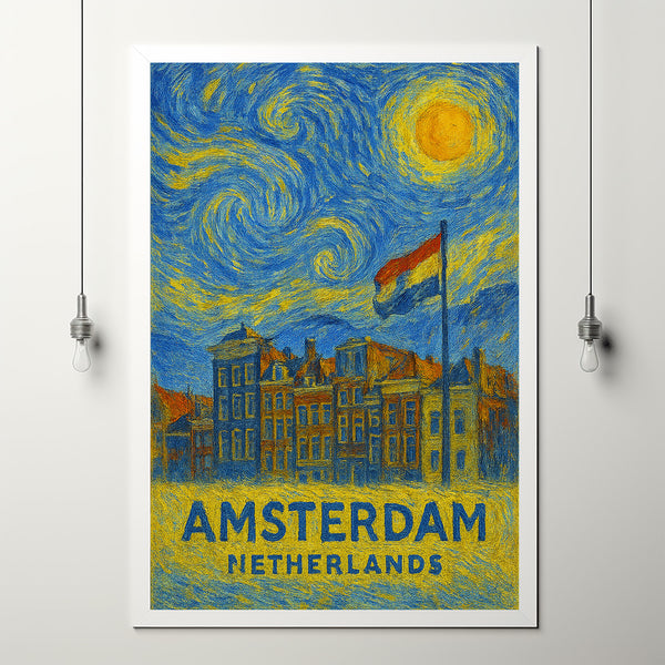 Amsterdam Poster Print, Amsterdam Travel Poster, Amsterdam Minimalistic Wall Art, Amsterdam, Netherlands