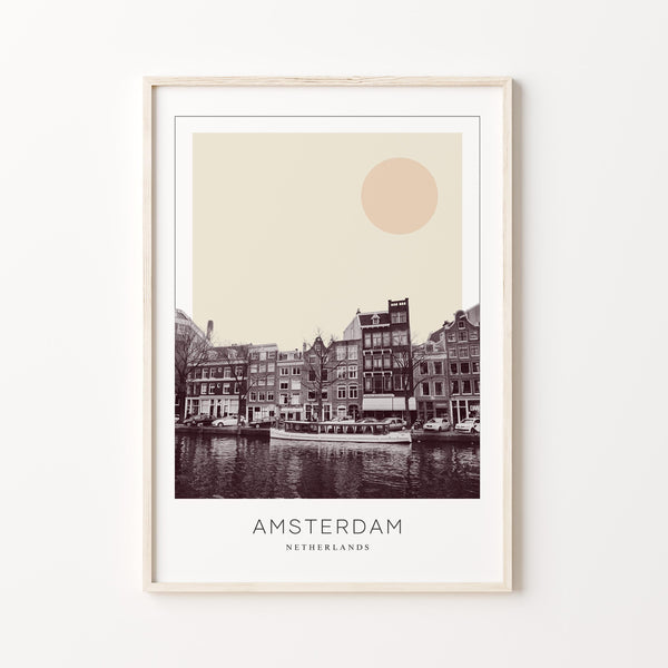 Amsterdam Poster Print, Amsterdam Travel Poster, Amsterdam Minimalistic Wall Art, Amsterdam, Netherlands 1882439387