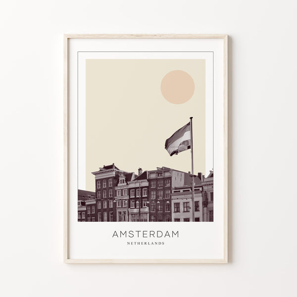 Amsterdam Poster Print, Amsterdam Travel Poster, Amsterdam Minimalistic Wall Art, Amsterdam, Netherlands 1868248086