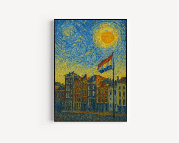 Amsterdam Poster Print, Amsterdam Travel Poster, Amsterdam Van Gogh Style Wall Art, Amsterdam, Netherlands11