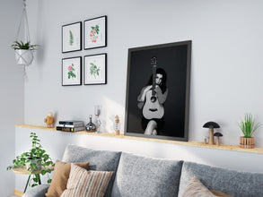 Amy Winehouse Guitar Print, Black and White, Feminist Poster, Vintage Wall Art, Fashion Photography, Digital Download, 1990s, Music Poster 1755763711