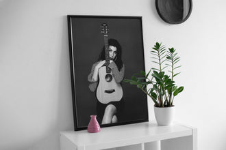 Amy Winehouse Guitar Print, Black and White, Feminist Poster, Vintage Wall Art, Fashion Photography, Digital Download, 1990s, Music Poster 1755763711