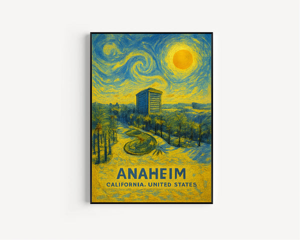Anaheim Poster Print, Anaheim Travel Poster, Anaheim Van Gogh Style Wall Art, Anaheim, California, United States