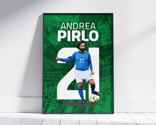 Andrea Pirlo Italian Soccer Poster, Football Legend Art Sport Poster 1697879642
