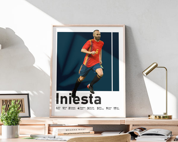 Andres Iniesta Poster, Spanish Football Legend Sport Poster 1607419039