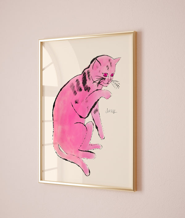 Andy Warhol Cat Sam pop art poster, Andy Warhol Pink Cat Print, Line Art wall decor, Cat poster, Cat print, Contemporary art print 1212701159