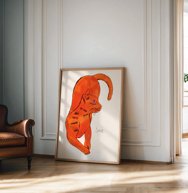 Andy Warhol Orange Cat pop art poster, Andy Warhol Cat Print, Warhol wall decor, Cat Lover Print, Contemporary art print, Modern wall art 1884746648