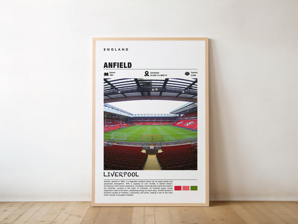 Anfield Stadium Print Liverpool Football Poster, Urban Style