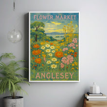 Anglesey Flower Market Poster, Wall Decor, Wales Floral Illustration, Botanical Gallery Wall Art, Gift For Friend, Travel Poster, Modern