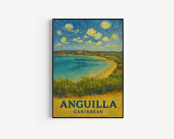 Anguilla Print, Anguilla Photo Poster, Anguilla Travel Wall Art, Anguilla Map Print, Anguilla Van Gogh Style Print, Anguilla Décor, Caribbean