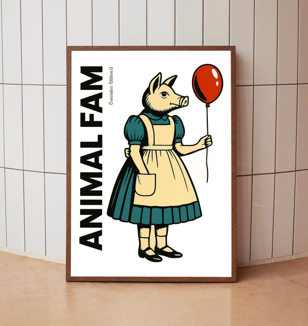 Animal Farm Poster, Orwell Art Print, Vintage Book Cover, Minimalist Wall Art, Political Literature