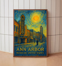 Ann Arbor Poster Print, Ann Arbor Travel Poster, Ann Arbor Van Gogh Style Wall Art, Ann Arbor, Michigan, United States
