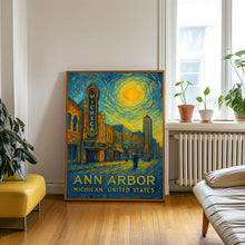 Ann Arbor Poster Print, Ann Arbor Travel Poster, Ann Arbor Van Gogh Style Wall Art, Ann Arbor, Michigan, United States