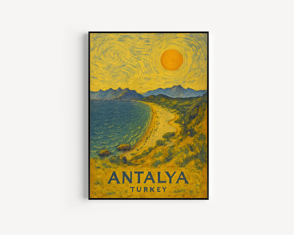 Antalya Poster Print, Antalya Travel Poster, Antalya Van Gogh Style Wall Art, Antalya, Turkey