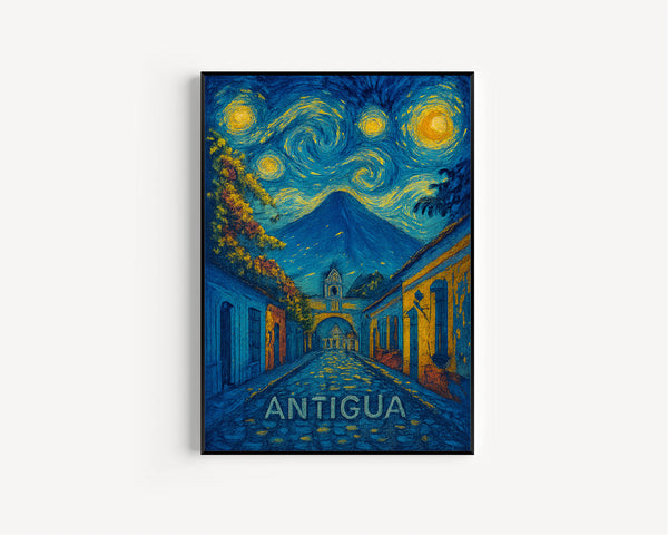 Antigua Travel Poster - Guatemala Wall Art Print, Illustration Poster, Home & Office decor, Gift idea, Travel print, South America print