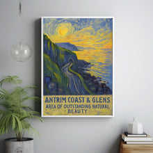 Antrim Coast And Glens AONB Travel Poster, Northern Ireland, Blackcave Tunnel, Devil_s Churn, Black Arch, Vintage Travel Print, Causeway