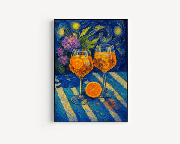 Aperol Spritz Print, Retro Italian Travel Cocktail Print, Kitchen Poster, Trendy Italian Wall Art, Modern Vintage Summer, Bar Cart Art