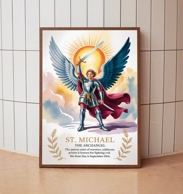 Archangel Michael, home decor, birthday gifts, housewarming gifts, wall art, Catholic art