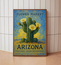 Arizona State Flower Art Print, Saguaro Cactus Blossom, 1960s Wall Art, Neutral Botanical Pastel Artwork