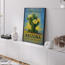 Arizona State Flower Art Print, Saguaro Cactus Blossom, 1960s Wall Art, Neutral Botanical Pastel Artwork