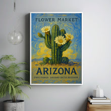 Arizona State Flower Art Print, Saguaro Cactus Blossom, 1960s Wall Art, Neutral Botanical Pastel Artwork
