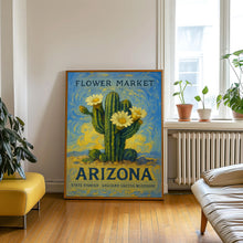 Arizona State Flower Art Print, Saguaro Cactus Blossom, 1960s Wall Art, Neutral Botanical Pastel Artwork