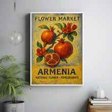 Armenia National State Flower Art Print, 1960s Pomegranate Wall Art, Neutral Botanical Pastel Artwork