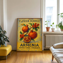 Armenia National State Flower Art Print, 1960s Pomegranate Wall Art, Neutral Botanical Pastel Artwork