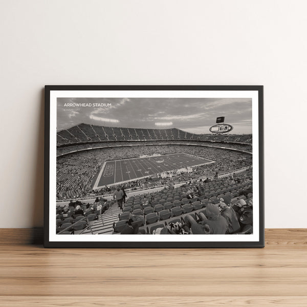 Arrowhead Stadium Print Kansas City Chiefs NFL, Black & White Football Photo 1661122967