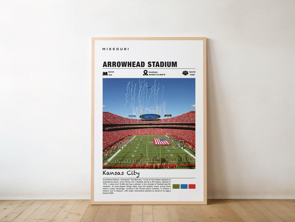 Arrowhead Stadium Wall Art Kansas City Chiefs Print (Multiple Sizes)