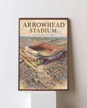 Arrowhead Stadium Watercolor Poster  Kansas City Football Stadium Aerial Art 4441222333