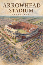Arrowhead Stadium Watercolor Poster  Kansas City Football Stadium Aerial Art 4441222333