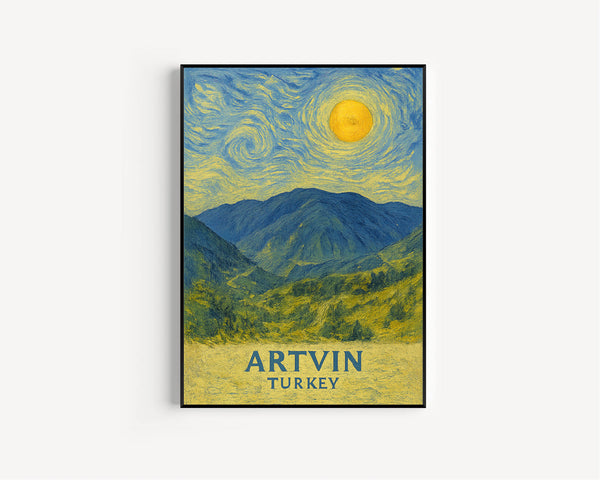 Artvin Poster Print, Artvin Travel Poster, Artvin Van Gogh Style Wall Art, Artvin, Turkey