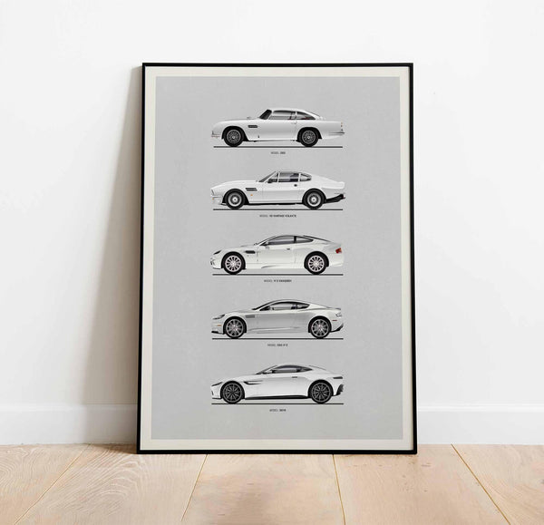 Aston Martin Poster, Car Evolution, Cars Poster, Aston Martin Cars From Movie, Kids Room Decor, Man Cave, Gift For Him, Wall Art