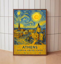 Athens Poster Print, Athens Travel Poster, Athens Van Gogh Style Wall Art, Athens, Georgia, United States