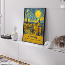 Athens Poster Print, Athens Travel Poster, Athens Van Gogh Style Wall Art, Athens, Georgia, United States