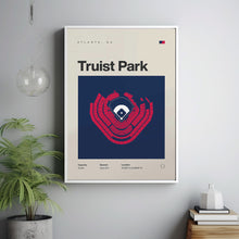 Atlanta Ballpark Poster, Truist Park Stadium Print, Mid Century Modern Baseball Poster,-S83BWT