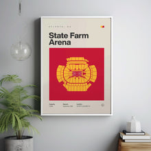 Atlanta Hawks Poster, State Farm Arena Stadium Print, Mid Century Modern Basketball Pos-Z2ZZJX