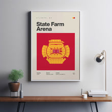 Atlanta Hawks Poster, State Farm Arena Stadium Print, Mid Century Modern Basketball Pos-Z2ZZJX