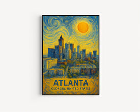 Atlanta Poster Print, Atlanta Travel Poster, Atlanta Van Gogh Style Wall Art, Atlanta, Georgia, United States