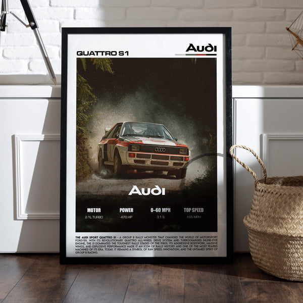 Audi Sport Quattro S1 Poster – Group B Rally Legend Wall Art Print for Garage, Office, Man Cave, or Living Room 4373675529