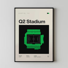 Austin FC Poster, Q2 Stadium Print, MLS Poster, Mid Century Modern Soccer Wall Art, Foo-W99D2C