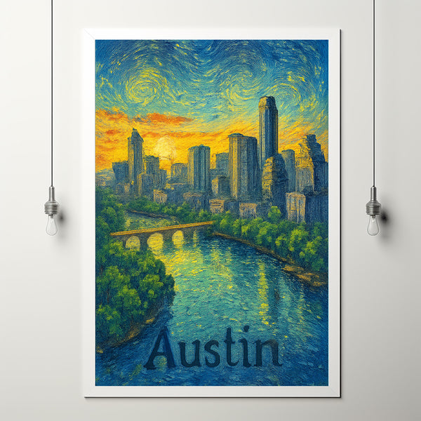 Austin Texas Anime Style Canvas, Anime Cityscape Poster Art, United States Skyline Print, Manga Style Illustration, City Home Decor
